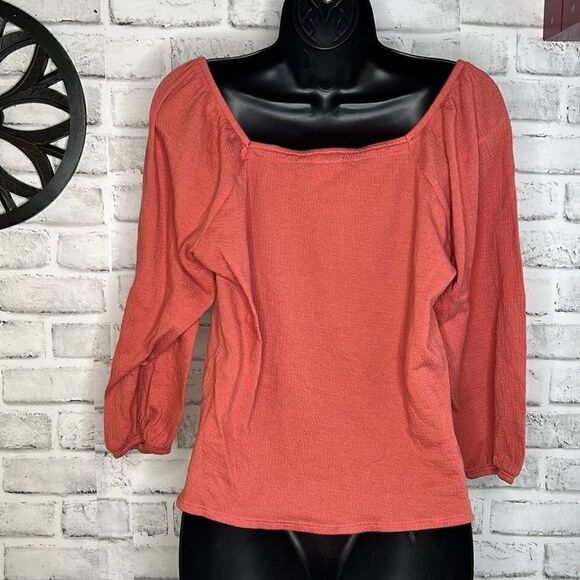 Self Esteem Button Crop Top Off Shoulder Boho Hippie Size Medium - Picture 3 of 5